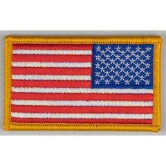 Reverse American Flag Patch Full Color; Army Combat Uniform (ACU); Hook Fastener