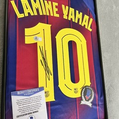 Lamine Yamal #10 Metal Framed Hand Signed 25/26 Barcelona Jersey with COA