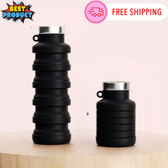 Collapsible BPA-free Silicone Water Bottle Foldable Lightweight Travel Friendly