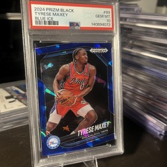 2024-25 Panini Prizm Black 89 Tyrese Maxey 76ers Blue Cracked Ice /125 PSA 10