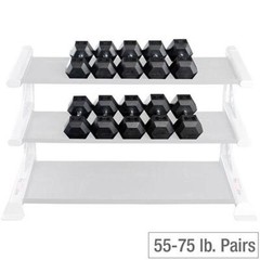 55-75 lb Rubber Coated Dumbbell Pairs, 10 Dumbbells, 650 lbs Body-Solid SDRS650