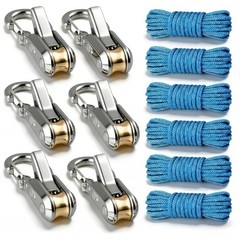 6 Lock Rope Buckle Down Hooks Tie Tightening Tensioner Rope Roller with Cargo