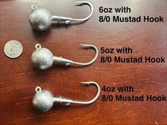 Round Jig Heads Bulk-4oz, 5oz, 6oz Custom Paint Available See Description