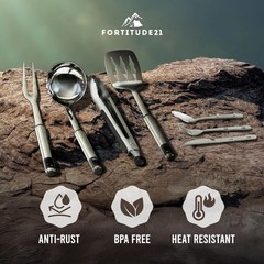 21-Piece Lightweight Camping Cooking Set – Dishwasher Safe & Fire Resistant