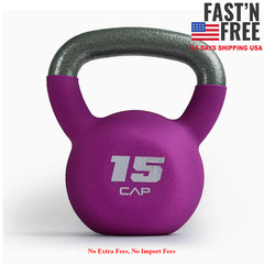 [HOT SALE] CAP, 15lb Neoprene Coated Kettlebell, Purple, NEW USA WAREHOUSE