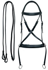 Horse English Leather Padded Bitless Training Bridle Reins 805EB08