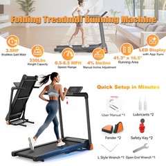 3.5 HP Folding Treadmill 330 lb Compact Foldable Design for Small Apartments