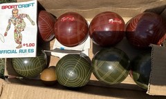 VINTAGE SportCraft Bocce Ball COMPLETE Set with Pallino Ball MADE IN ITALY W/BOX