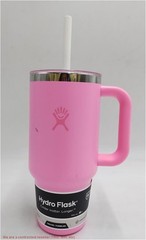 Hydro Flask 32 fl oz Travel Tumbler Clear Lid – Passion Pink READ DESCRIPTION