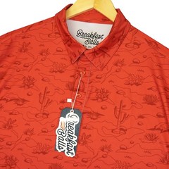 NEW Breakfast Balls Polo Mens Large Red Oasis Desert Cactus RSVLTS Short Sleeve
