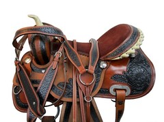 WESTERN GAITED HORSE SADDLE 15 16 17 18 PLEASURE TRAIL TOOLED LEATHER TACK SET