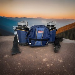 Coleman Hydrotech Blue Fanny Pack Waist Bag Dual Bottle Holders & Bottles