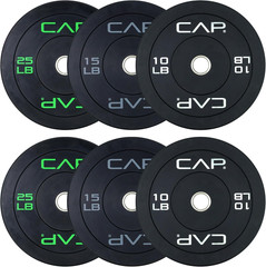 CAP 2-Inch Olympic Bumper Plate Weight Set | 100-370 Lbs | Multiple Colors | Sto