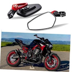 Motorcycle Bar End Mirror, Universal 7/8″ Handle Rear Irregular Shape-Red#1