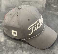 Titleist Golf Cap Pro V1 Tour Breezer FJ Gray Tour Adjustable Hook & Loop OS EUC