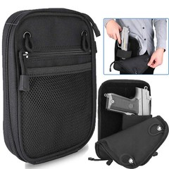Concealed Carry Gun Pouch Pistol Holster Pack Waist Pocket with Belt Loops Black