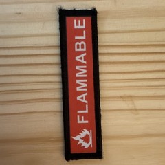 Warning Flame Symbol Tactical Patch Fabric Easy to Apply Red/Black/White