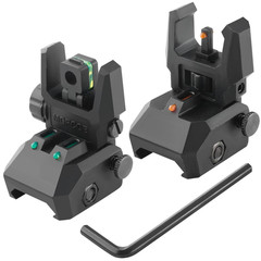 Fiber Optic Sights Flip Up Front and Rear Backup Sights with Green Red Fiber