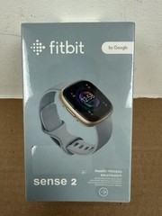 Fitbit Sense 2 Soft Gold Aluminum case & Blue Mist infinity band New Sealed