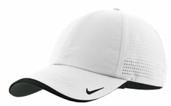 Nike Mens Golf – Dri-fit Swoosh Perforated Cap, White Hat, White