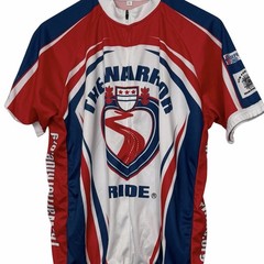 The Warrior Ride Cycling Jersey Mens XL Red White Blue Full Zip Biking Shirt