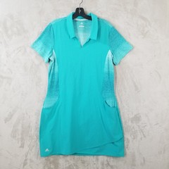Adidas Golf Dress Womens XL Teal Blue Performance Short Sleeve V-Neck Activewear