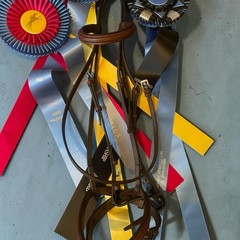 Beval Fancy Stitch Raised Warmblood O/S Hunter Show Bridle Event Brown Leather