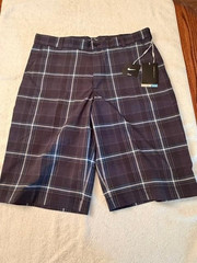 NIKE Golf Dri-Fit Slim Fit Navy Plaid 010 Golf Shorts 416576 Size 33 NEW