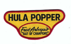Hulu Popper Fred Arbogast «Bait of Champions» Patch 5-1/4in x 2-3/8in