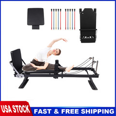 Foldable Pilates Reformer Machine for Home Gym,Pilates Equipment w/ Jump Board