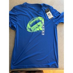 Blue lightweight sporty comfy Athletic Tee with Neon Football Graphic