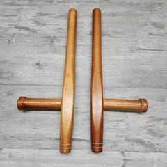 Tonfa Pair Wood Kung Fu Stick Martial Art Training Toy Vintage Made In Taiwan
