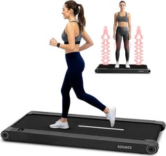 Squatz SQWPV15BK 2-in-1 Walking Pad Treadmill with Vibration Plates – Black