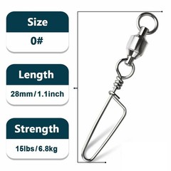 50~100Pcs Fishing Ball Bearing Swivels with Coastlock Snap Fishing Connector