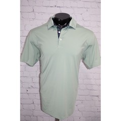 Puma Liberty Polo Mens Large Green Floral Trim Short Sleeve Golf Shirt Polyester
