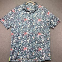 Johnnie O Mens Presidents Cup 2023 Golf Polo Shirt Tropical Flamingo Blue Green