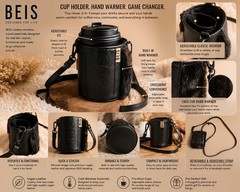 BEIS Cup Holder Hand Warmer Crossbody Travel Drink Carrier Faux Leather