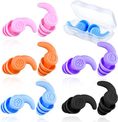 5 Pairs Ear Plugs for Swimming Waterproof Silicone Reusable Swimming Earplugs No