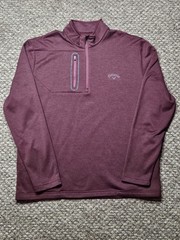 Callaway 1/4 Zip Golf Performance Pullover Burgundy Fleece, Side Pockets Men’s L