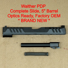 NEW Walther PDP 9mm 5″ Optics Ready OEM Slide Assembly Adj Rear Sight