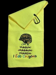 I Eat Crayons USMC (5in Logo) Golf Towel (39k Stitches)