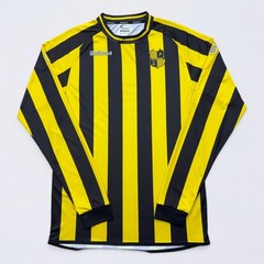 Beltona Soccer Jersey Mens L Yellow Black Striped Long Sleeve Wilhelmus Holland