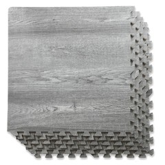 100 SqFt 3/8″ Natural Gray Wood Grain Foam Mat Interlocking Mat Tiles 25pcs