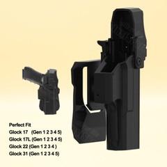Glock Duty Holster OWB Level 3 Retention for G17 G22 G31 17L 9mm .40 – Gen 1-5