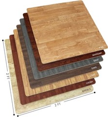 12 Wood Grain Flooring Tiles – Interlocking Foam Floor Mat- 3/8″ Thick- 48 Sq Ft