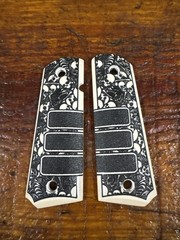 Altamont Faux Ivory Grips With Skulls. For Colt 1911 Government Models.