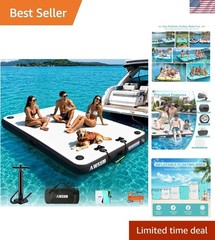 Inflatable Floating Dock Air Dock Platform Floating Island Raft with None-Sli…