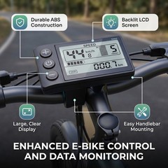S866 LCD Display IP65 Waterproof Large Backlit Screen 24V 36V 48V E-Bike Handleb