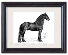 FRIESIAN STALLION baroque black horse FRAMED ART PRINT portrait Netherlands