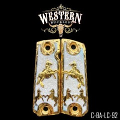 Grips 1911 Full Size Cachas 38 Horse Colt White Resin and Gold Screws